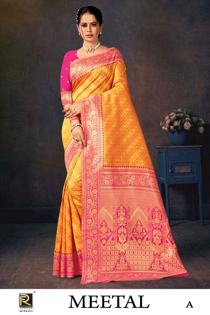 Ronisha Meetal Designer Banarasi Silk Saree Catalog
